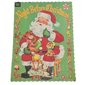 1952 Vintage The Night Before Christmas Picture Book Santa Claus Book by Dell
